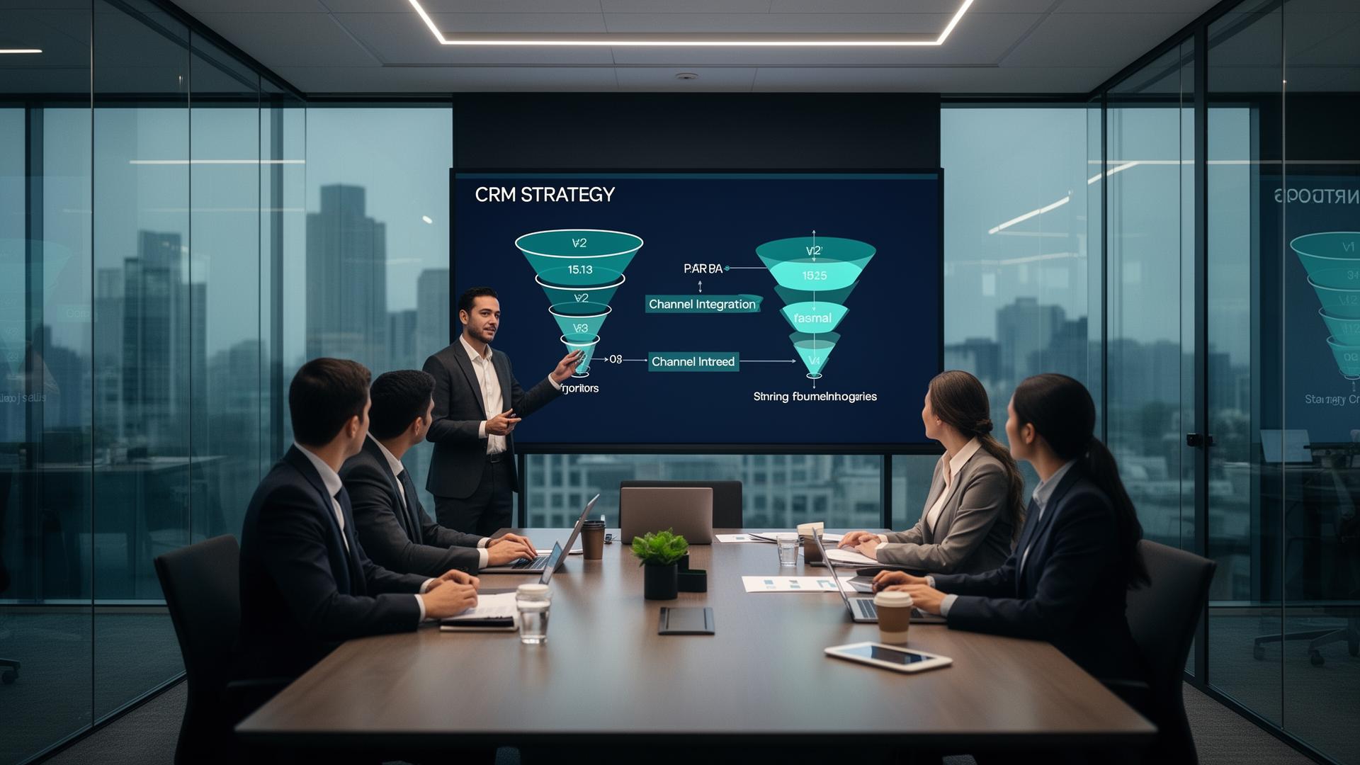 Equipe de consultoria revisando estratégia comercial