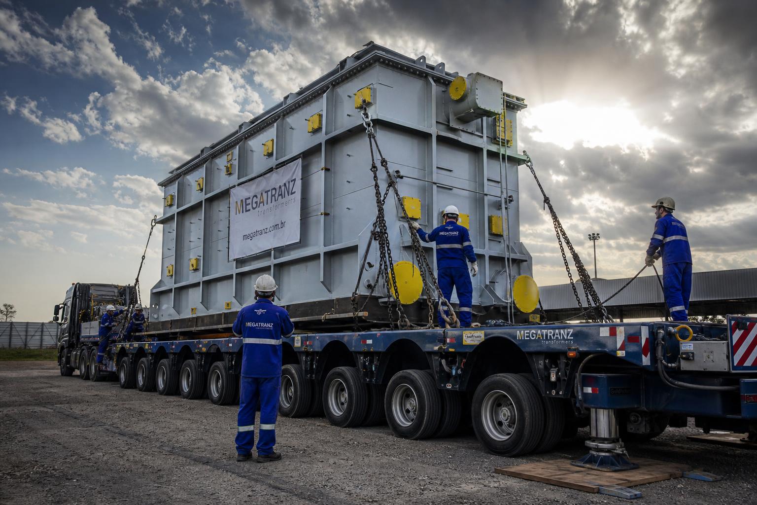 Operação de carregamento de carga indivisível em pátio industrial